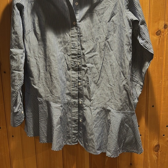 VERONICA BEARD Gilda stripe Asymetrical button down shirt - Picture 3 of 7